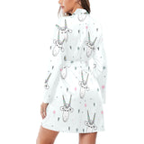 Cute goat design pattern Women's Long Sleeve Belted Night Robe