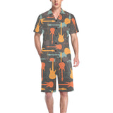 electric guitars pattern Men's V-Neck Short Pajama Set