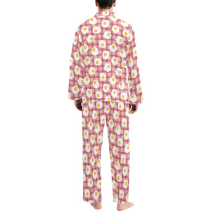 Fried Eggs Pattern Print Design 03 Men's Long Pajama Set