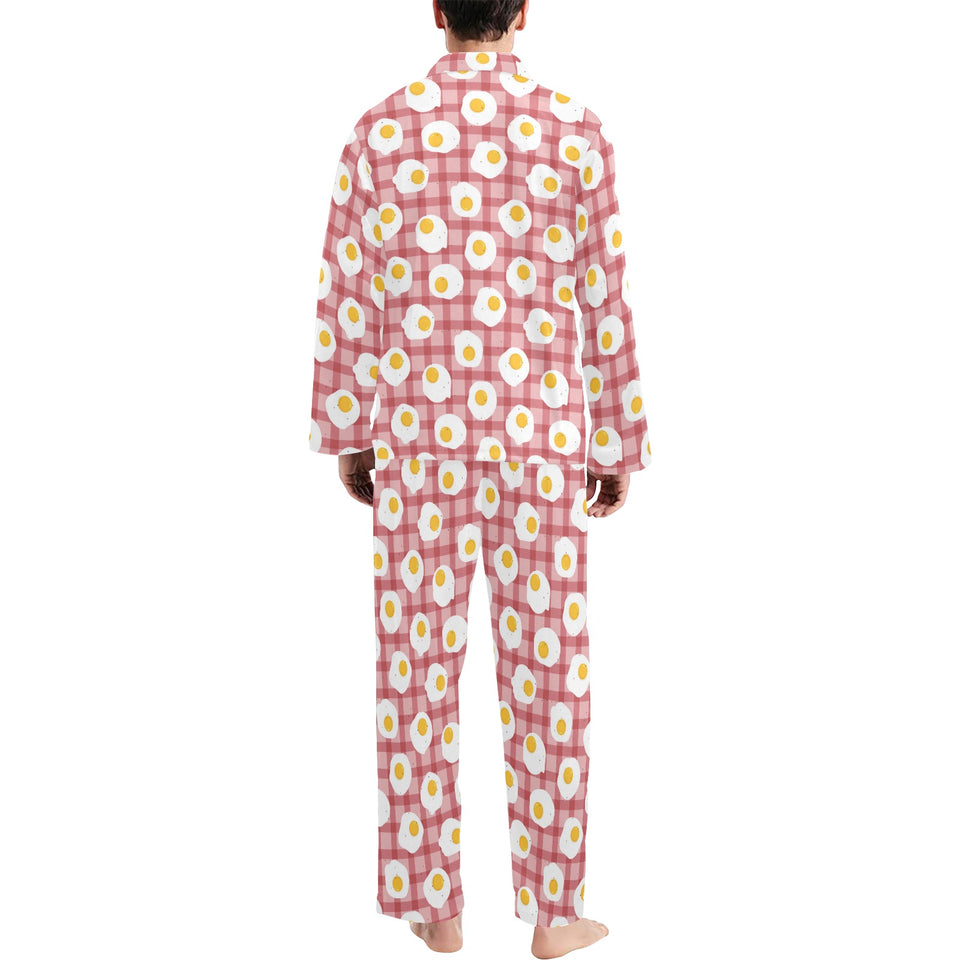 Fried Eggs Pattern Print Design 03 Men's Long Pajama Set