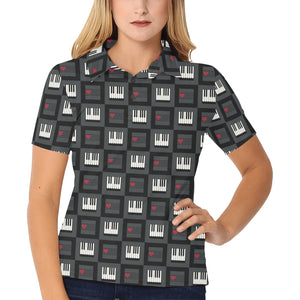 Piano Pattern Print Design 05 Women's All Over Print Polo Shirt