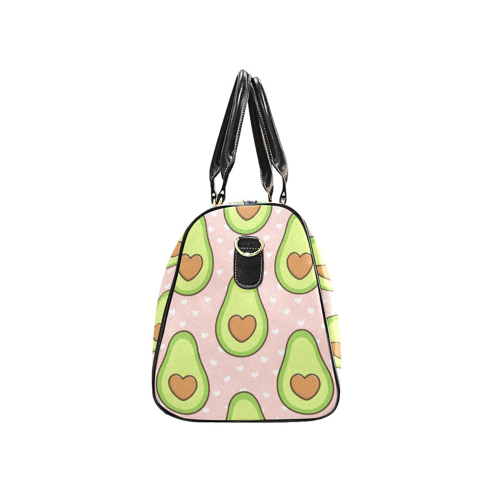 Avocado heart pink background Travel Bag