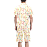 Ice cream cone pattern Men's V-Neck Short Pajama Set