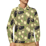 Eggplant Pattern Print Design 02 Men's Long Sleeve Polo Shirt