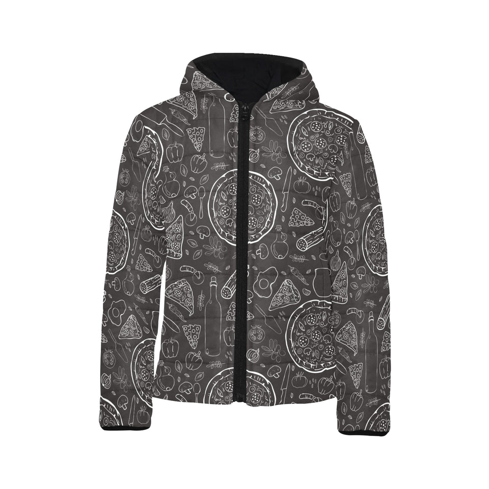 Pizza pattern Kids' Boys' Girls' Padded Hooded Jacket