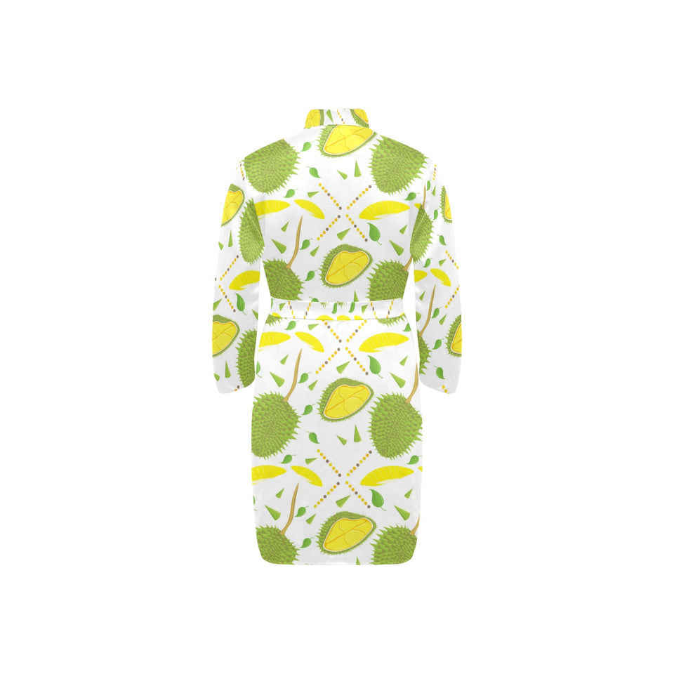 Durian pattern background Men's Long Sleeve Belted Night Robe
