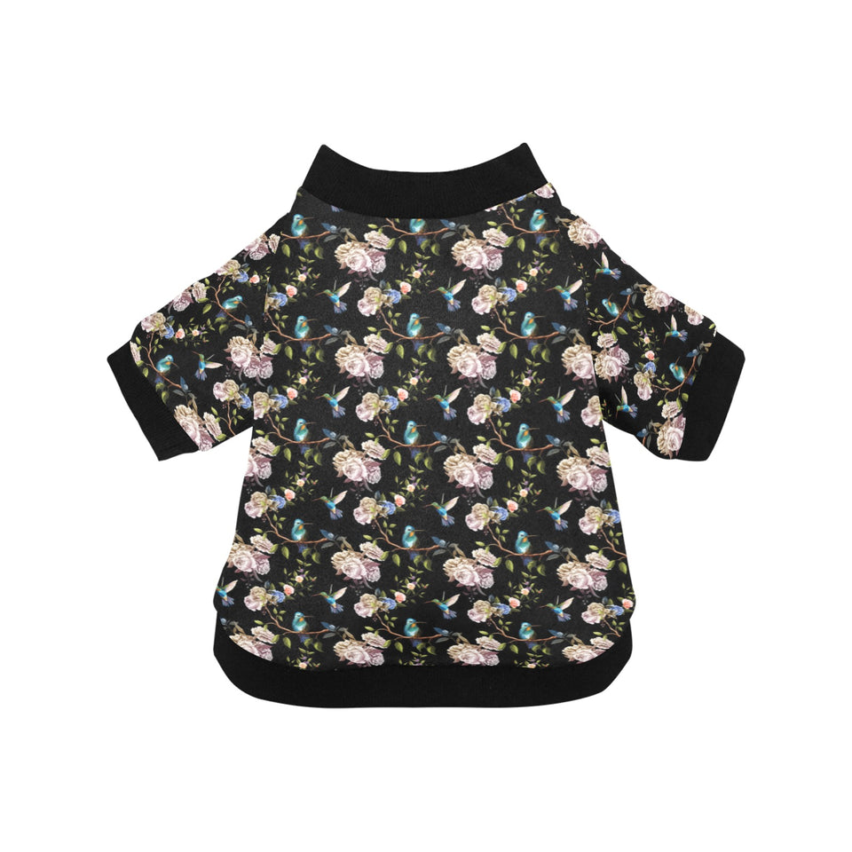 Hummingbird Pattern Print Design 03 All Over Print Pet Dog Round Neck Fuzzy Shirt
