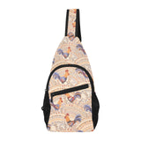 Cute rooster chicken cock floral ornament backgrou All Over Print Chest Bag