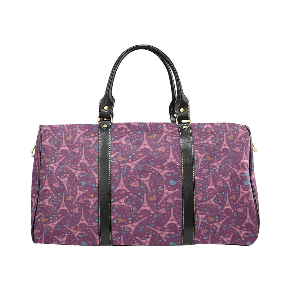 Eiffel Tower Heart Pattern Print Design 04 Travel Bag