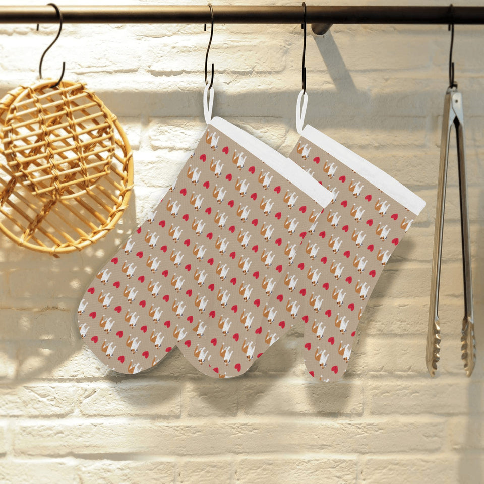 English Bulldog Pattern Print Design 05 Heat Resistant Oven Mitts