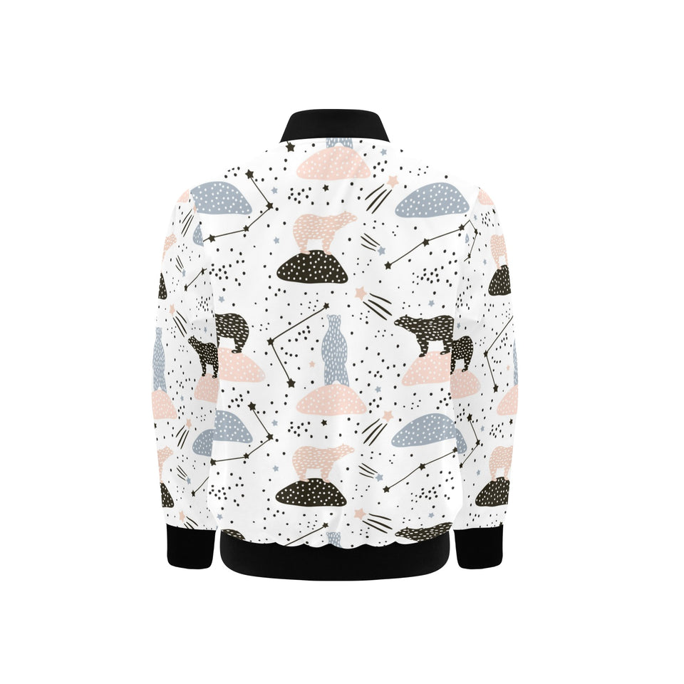 Polar bears star poka dot pattern Kids' Boys' Girls' Bomber Jacket