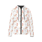 Chihuahua bone paw pattern Women's Padded Hooded Jacket