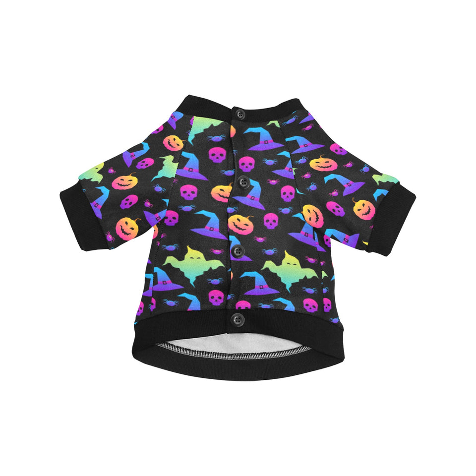 Colorful halloween background All Over Print Pet Dog Round Neck Fuzzy Shirt