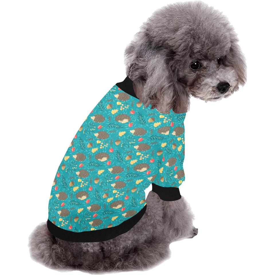 Hedgehog Pattern Print Design 01 All Over Print Pet Dog Round Neck Fuzzy Shirt