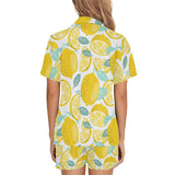 lemon design pattern Women's V-Neck Short Pajama Set