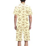 Windmill Wheat pattern Men's V-Neck Short Pajama Set
