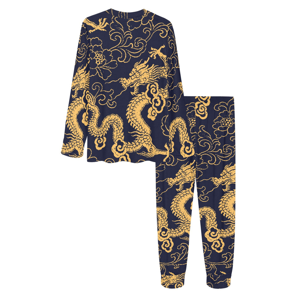 Gold dragon pattern Women's All Over Print Pajama Set