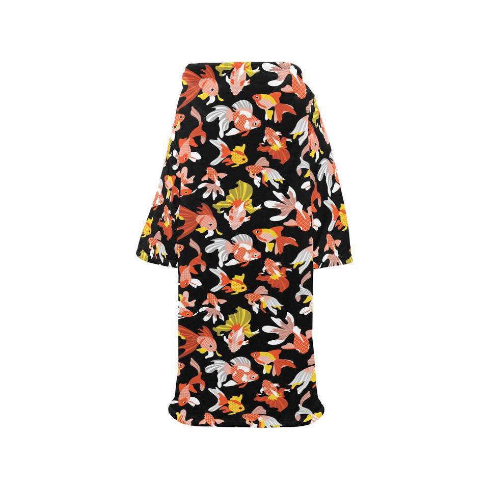 Goldfish Pattern Print Design 03 Blanket Robe with Sleeves