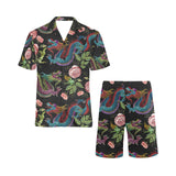 Dragons flower pattern Men's V-Neck Short Pajama Set