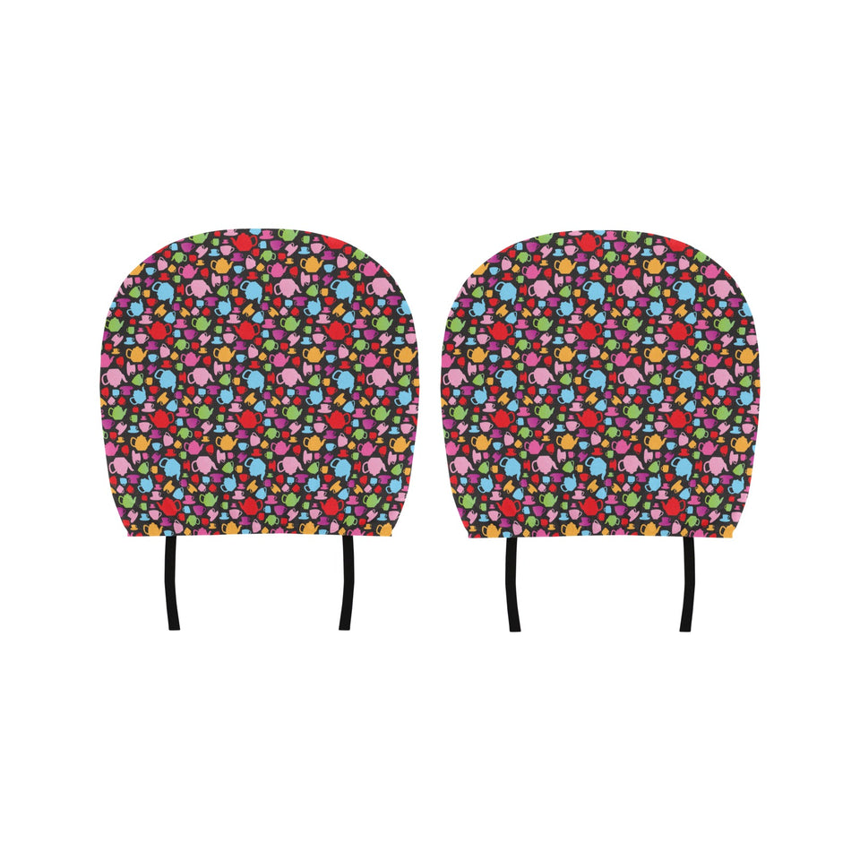 Tea pots Pattern Print Design 01 Car Headrest Cover