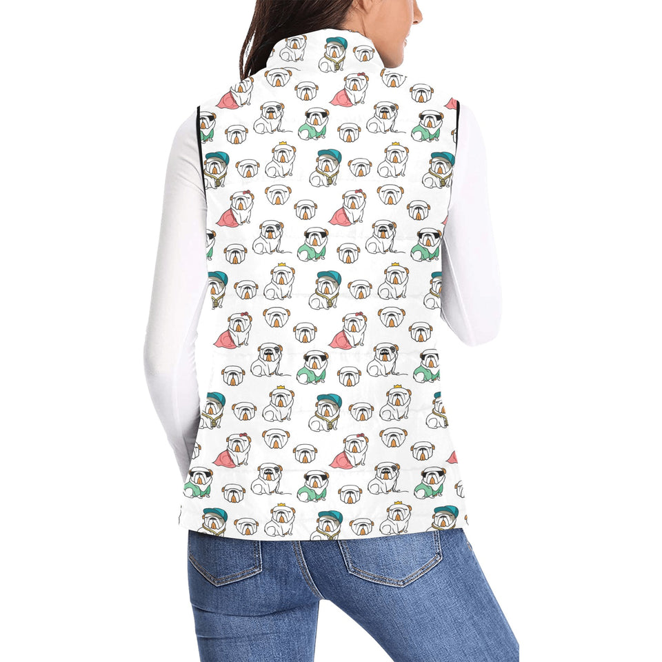 English Bulldog Pattern Print Design 03 Women's Padded Vest