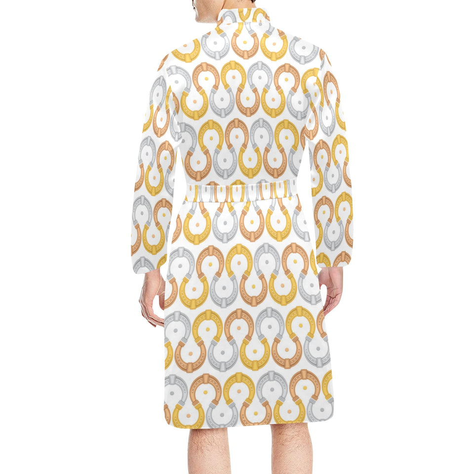 Horseshoes Pattern Print Design 03 Men's Long Sleeve Belted Night Robe