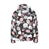 white swan blooming flower pattern Kids' Boys' Girls' Padded Hooded Jacket