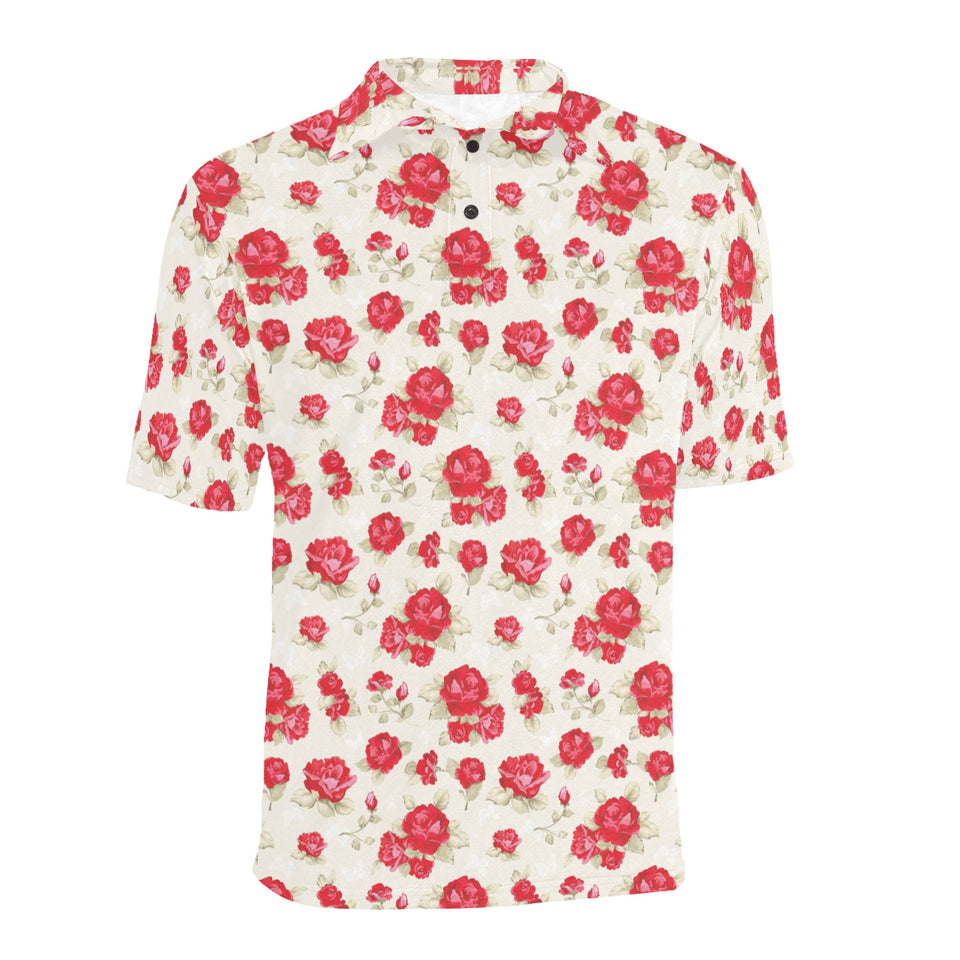 Rose Pattern Print Design 01 Men's All Over Print Polo Shirt
