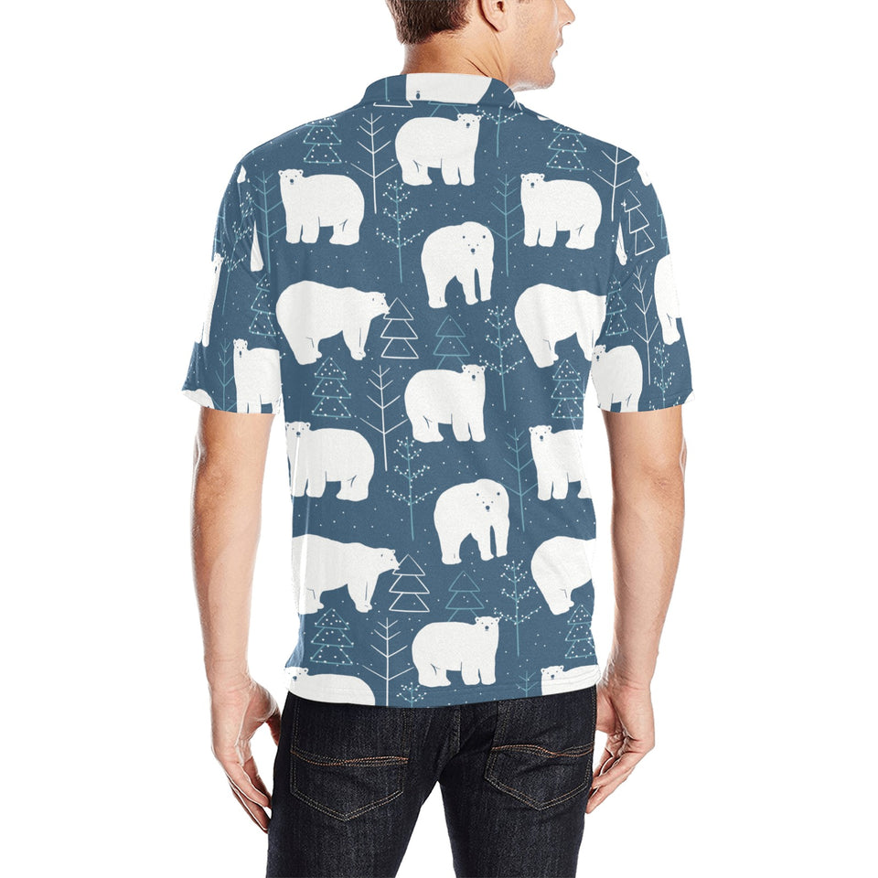 polar bear mother her child pattern Men's All Over Print Polo Shirt