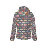 Camper Van Pattern Print Design 02 Women's Padded Hooded Jacket