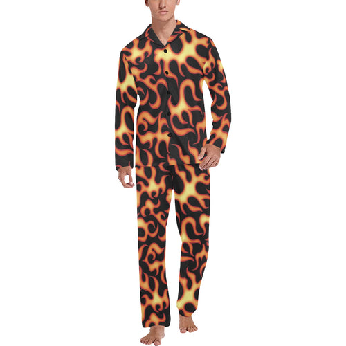 Fire flame dark pattern Men's Long Pajama Set