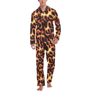 Fire flame dark pattern Men's Long Pajama Set