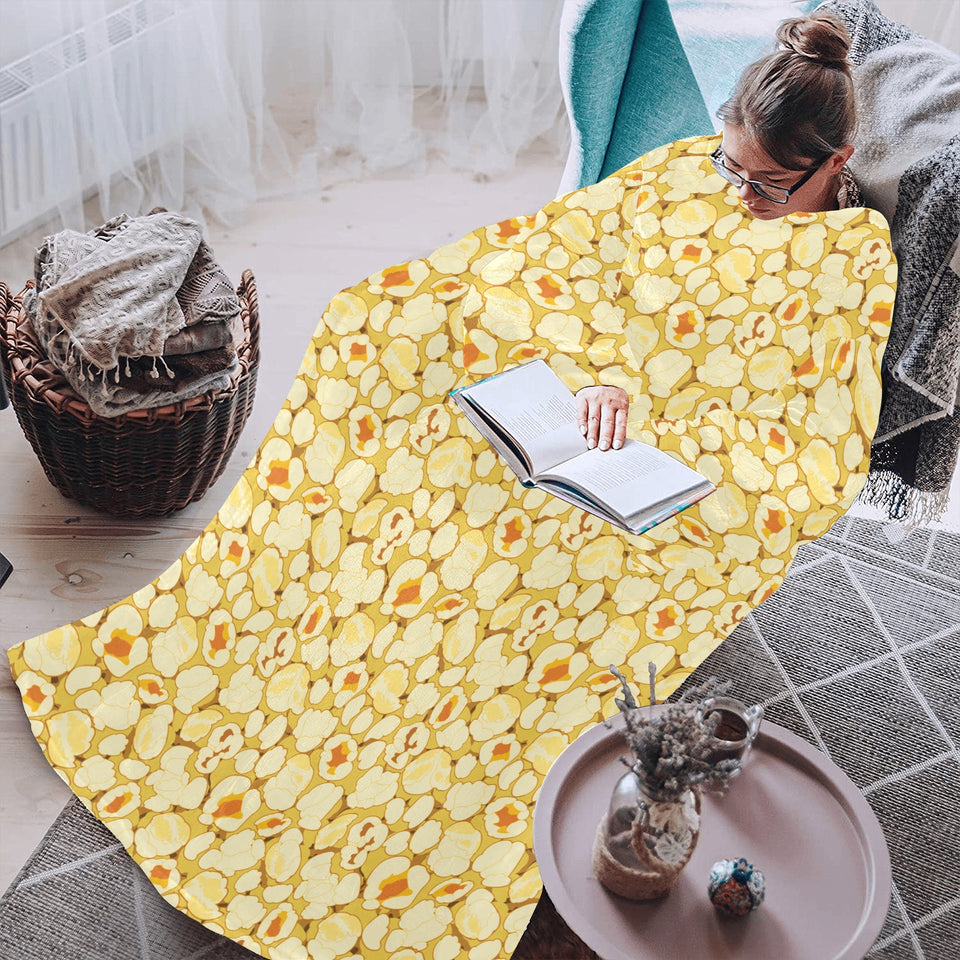 Popcorn Pattern Print Design 04 Blanket Robe with Sleeves