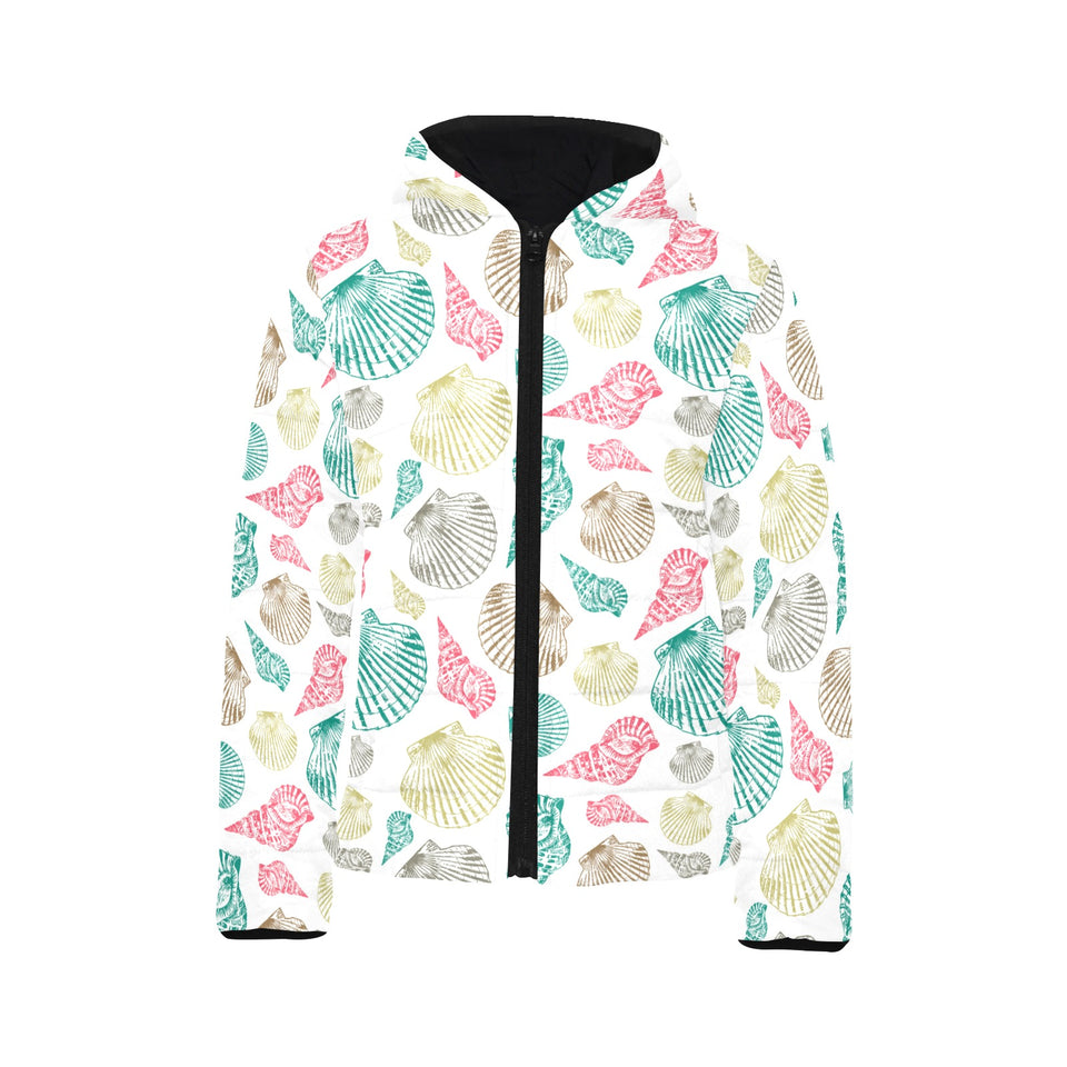 Colorful shell pattern Kids' Boys' Girls' Padded Hooded Jacket