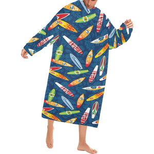 Surfboard Pattern Print Design 01 Blanket Robe with Sleeves