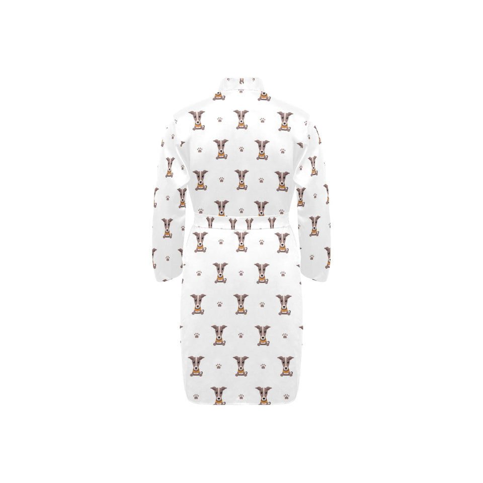 Greyhound Pattern Print Design 05 Men's Long Sleeve Belted Night Robe