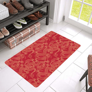 Gold dragons red background Doormat