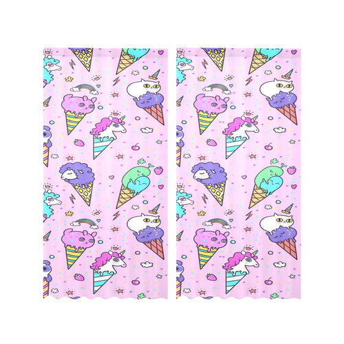 Cute ice cream cone animal pattern Gauze Curtain