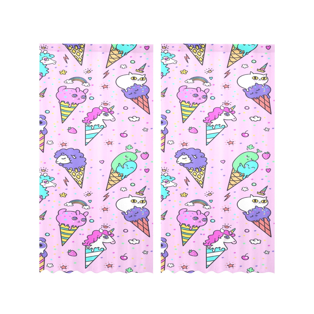 Cute ice cream cone animal pattern Gauze Curtain