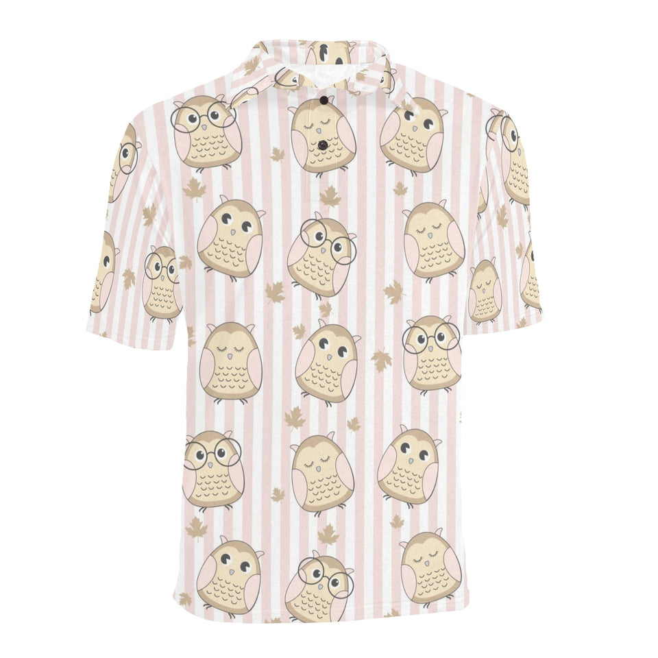 cute owl leaf Men's All Over Print Polo Shirt