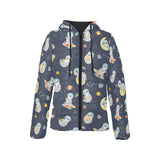 Cute sloth astronaut star planet rocket pattern Women's Padded Hooded Jacket