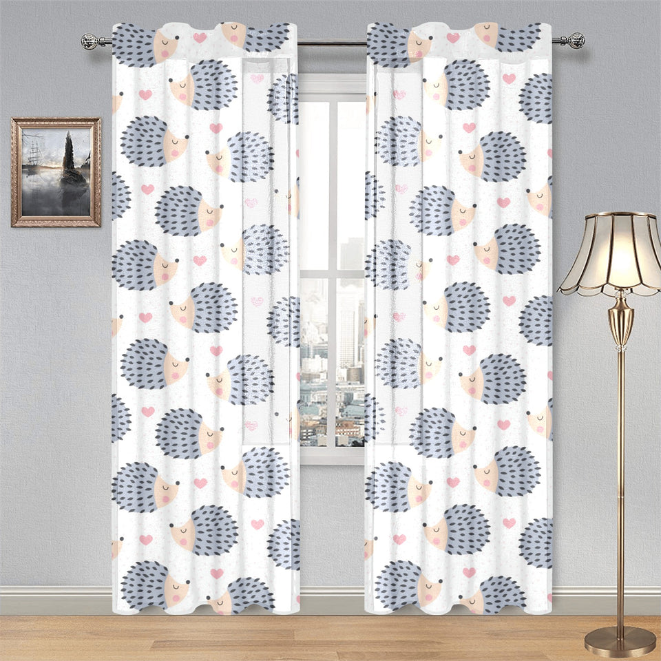 Hedgehog Pattern Print Design 04 Gauze Curtain