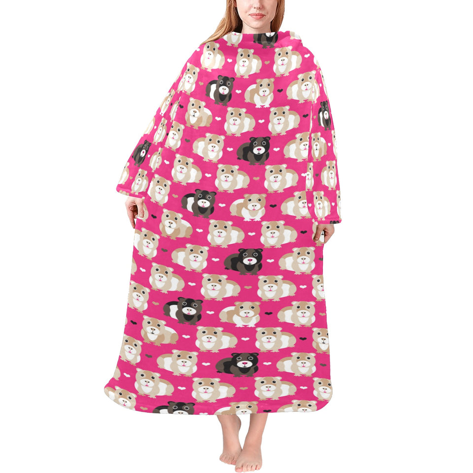 Guinea Pig Pattern Print Design 01 Blanket Robe with Sleeves