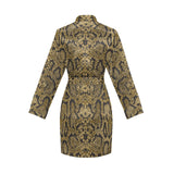 Snake skin pattern Women's Long Sleeve Belted Night Robe