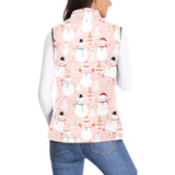 Cute snowman christmas tree snowpink background Women's Padded Vest