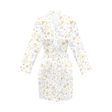 Christmas tree Christmas element Silver gold patte Women's Long Sleeve Belted Night Robe