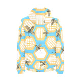 Bee honeycomb pattern Men's Padded Hooded Jacket