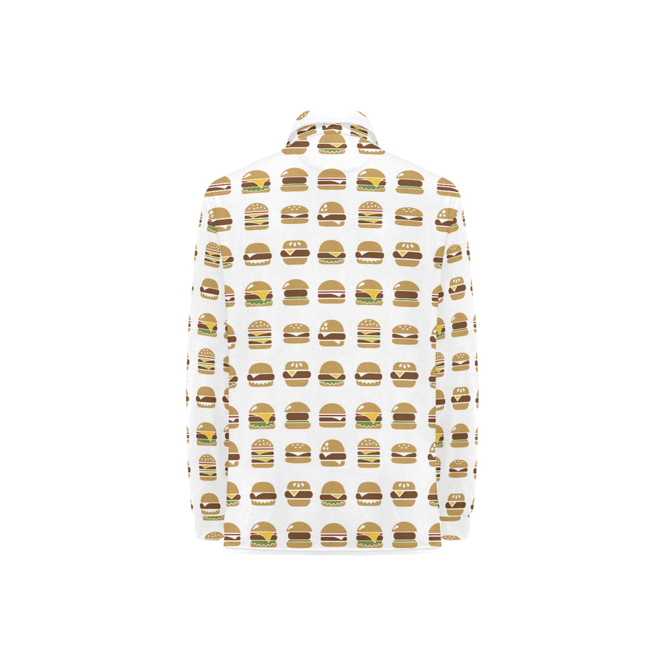 Hamburger Pattern Print Design 02 Women's Long Sleeve Polo Shirt