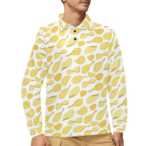 Potato Chips Pattern Print Design 02 Men's Long Sleeve Polo Shirt