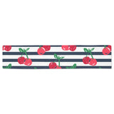 Hand drawn cherry pattern striped background Table Runner